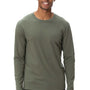 Threadfast Apparel Mens Ultimate Long Sleeve Crewneck T-Shirt - Army Green - NEW
