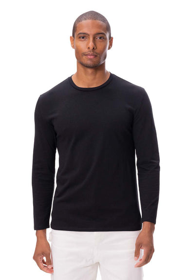 Threadfast Apparel 180LS Mens Ultimate Long Sleeve Crewneck T-Shirt Black Front