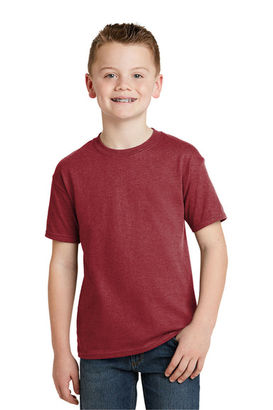 Hanes 5370 Youth EcoSmart Short Sleeve Crewneck T-Shirt Heather Red Front