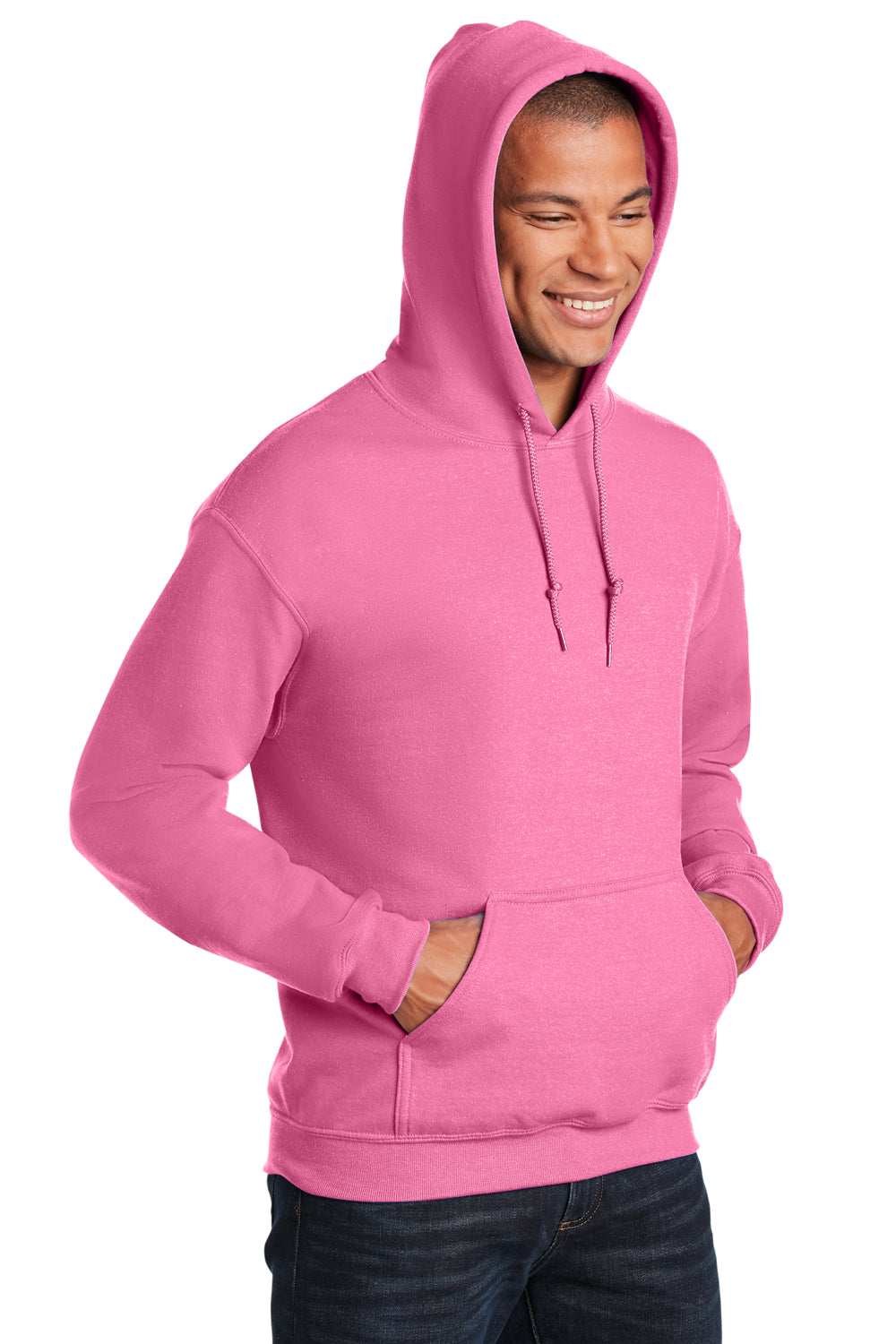 Gildan Mens Hooded Sweatshirt Hoodie Azalea Pink 3Q