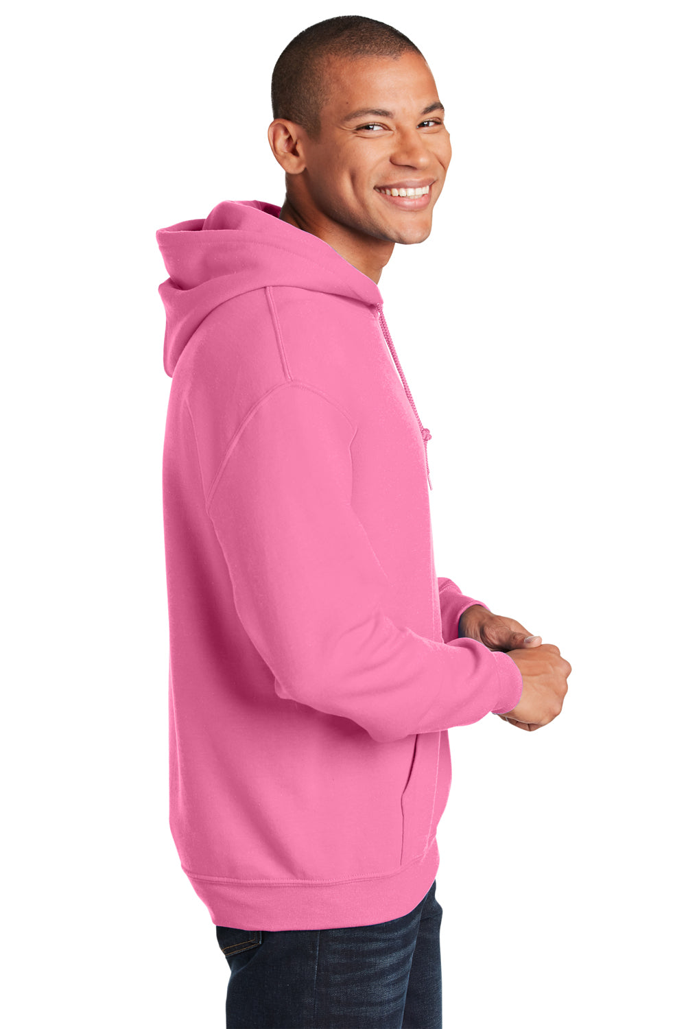Gildan Mens Hooded Sweatshirt Hoodie Azalea Pink Side