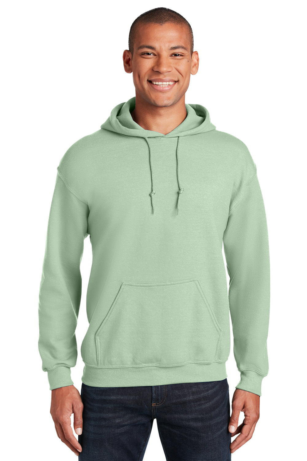 Gildan Mens Hooded Sweatshirt Hoodie Mint Green Front