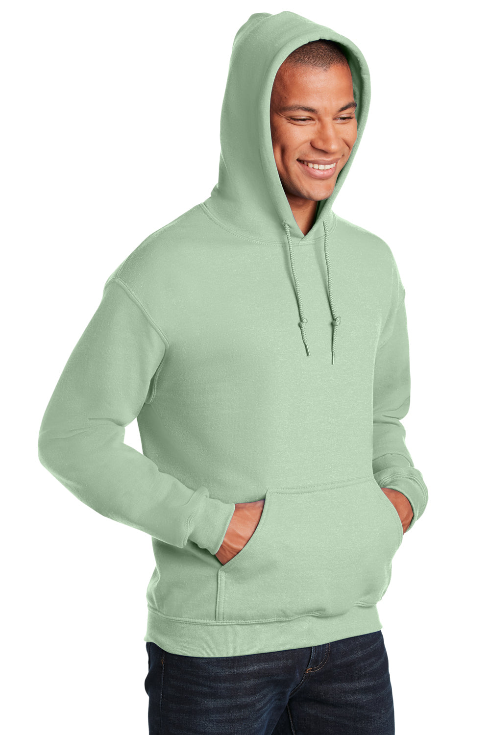 Gildan Mens Hooded Sweatshirt Hoodie Mint Green 3Q