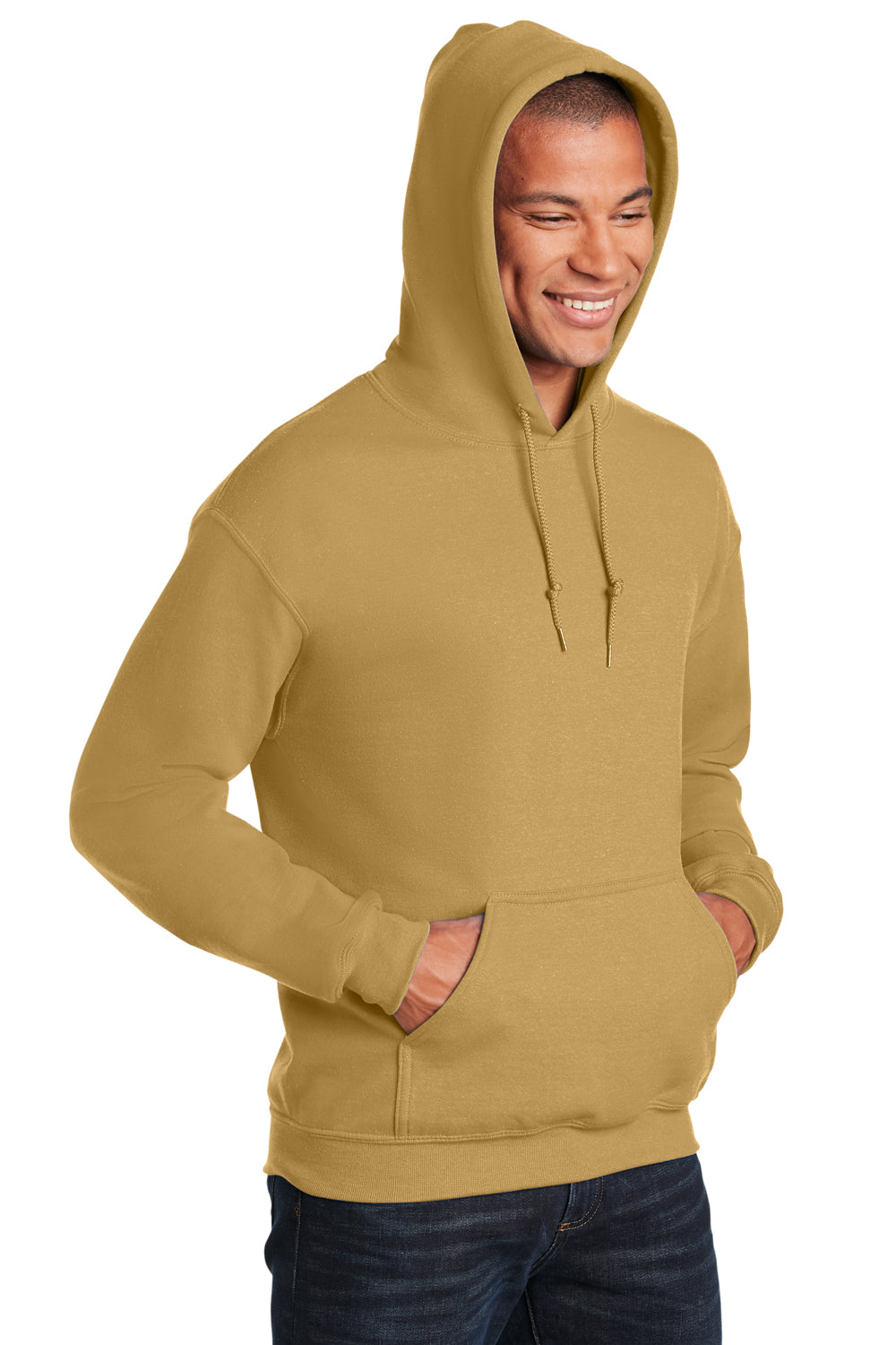 Gildan Mens Hooded Sweatshirt Hoodie Old Gold 3Q