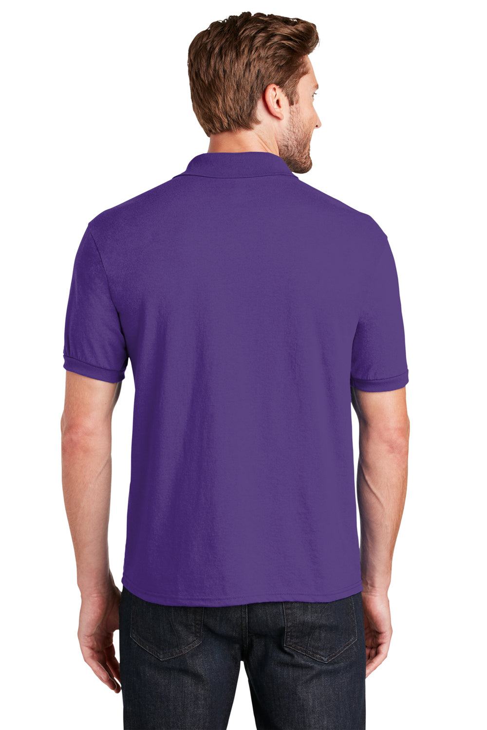 Hanes 054X/054 Mens EcoSmart Short Sleeve Polo Shirt Purple Back