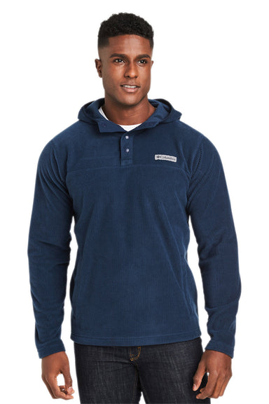 Columbia 1954251 Mens Steens Mountain Novelty 1/4 Snap Hooded Jacket Collegiate Navy Blue Front