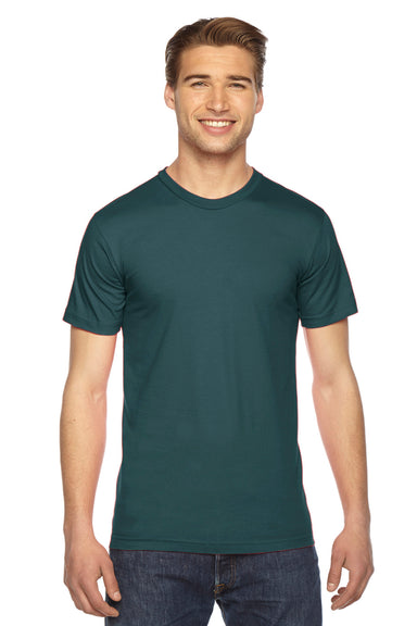 American Apparel 2001 Mens USA Made Fine Jersey Short Sleeve Crewneck T-Shirt Forest Green Front