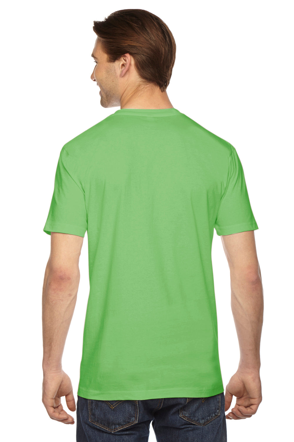 American Apparel 2001 Mens USA Made Fine Jersey Short Sleeve Crewneck T-Shirt Grass Green Back