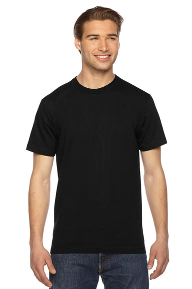 American Apparel 2001 Mens USA Made Fine Jersey Short Sleeve Crewneck T-Shirt Black Front