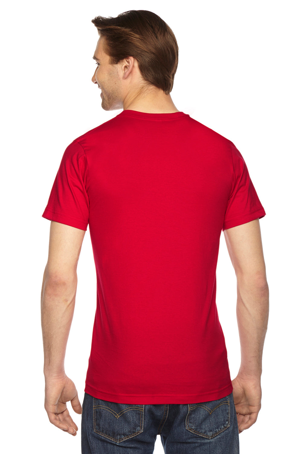 American Apparel 2001 Mens USA Made Fine Jersey Short Sleeve Crewneck T-Shirt Red Back