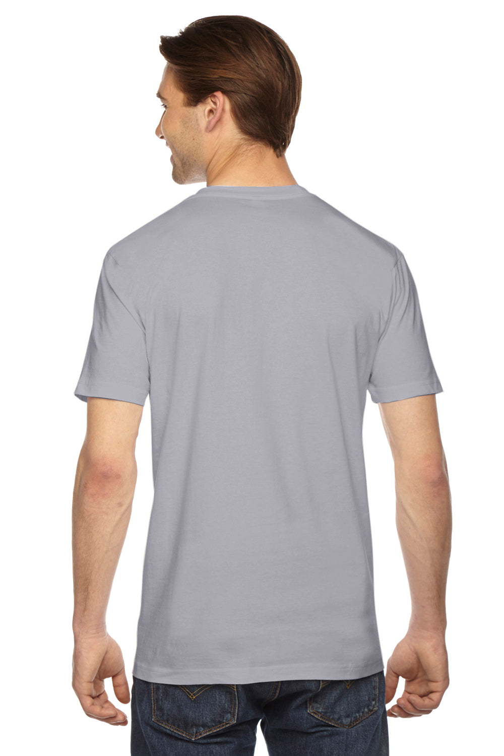 American Apparel 2001 Mens USA Made Fine Jersey Short Sleeve Crewneck T-Shirt Slate Grey Back