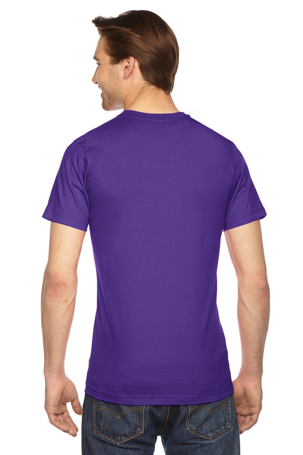 American Apparel 2001W Mens Fine Jersey Short Sleeve Crewneck T-Shirt Purple Back