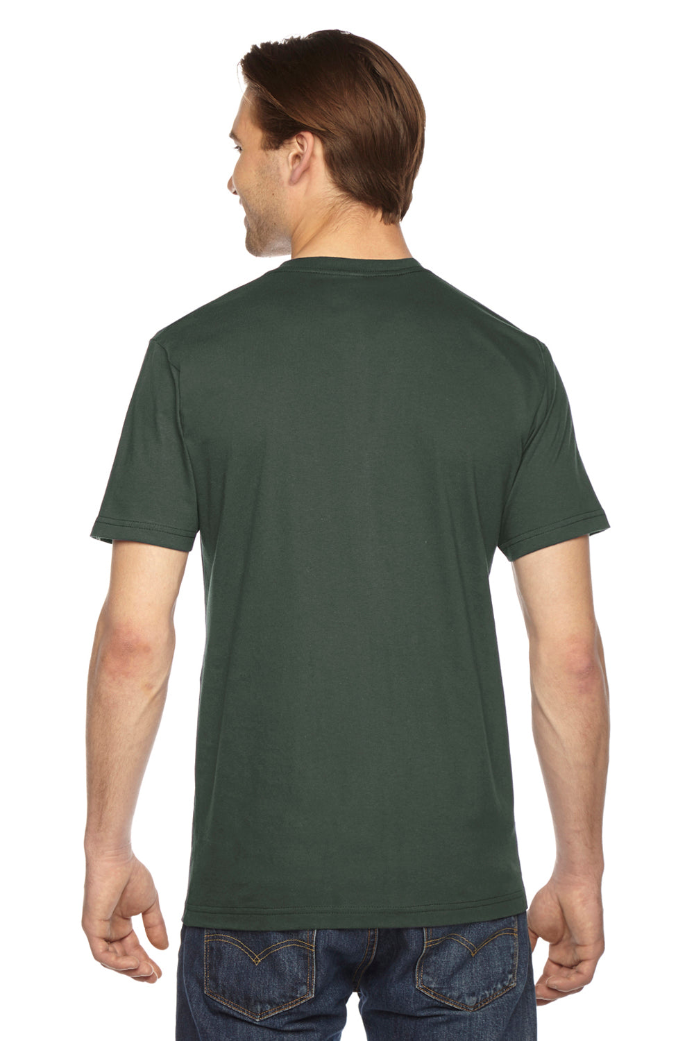 American Apparel 2001W Mens Fine Jersey Short Sleeve Crewneck T-Shirt Lieutenant Green Back