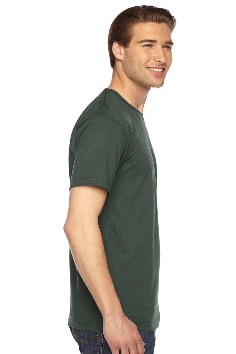 American Apparel 2001W Mens Fine Jersey Short Sleeve Crewneck T-Shirt Lieutenant Green Side