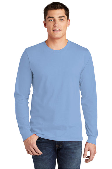 American Apparel 2007W Mens Fine Jersey Long Sleeve Crewneck T-Shirt Baby Blue Front