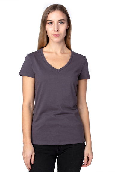 Threadfast Apparel 200RV Womens Ultimate Short Sleeve V-Neck T-Shirt Graphite Grey Front