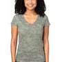 Threadfast Apparel Womens Ultimate Short Sleeve V-Neck T-Shirt - Hex Green Camo