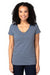 Threadfast Apparel 200RV Womens Ultimate Short Sleeve V-Neck T-Shirt Heather Navy Blue Front