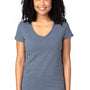 Threadfast Apparel Womens Ultimate Short Sleeve V-Neck T-Shirt - Heather Navy Blue