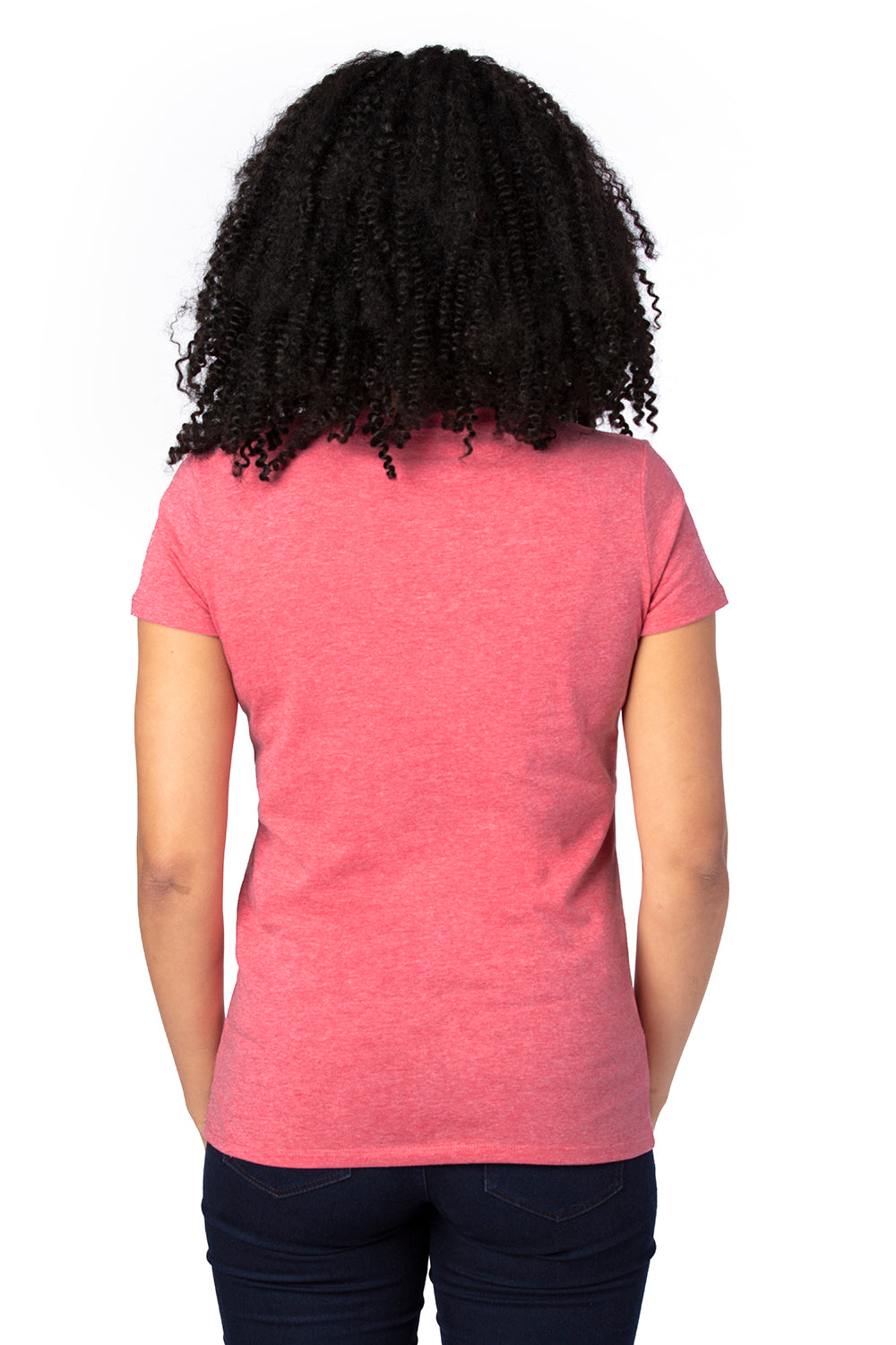 Threadfast Apparel 200RV Womens Ultimate Short Sleeve V-Neck T-Shirt Heather Red Back