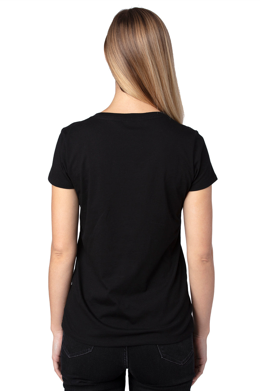 Threadfast Apparel 200RV Womens Ultimate Short Sleeve V-Neck T-Shirt Black Back