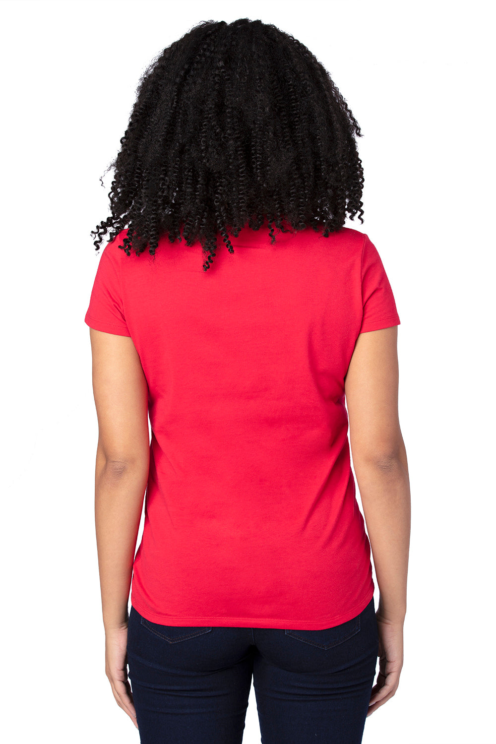 Threadfast Apparel 200RV Womens Ultimate Short Sleeve V-Neck T-Shirt Red Back