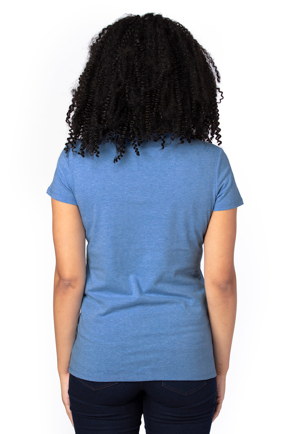 Threadfast Apparel 200RV Womens Ultimate Short Sleeve V-Neck T-Shirt Heather Royal Blue Back