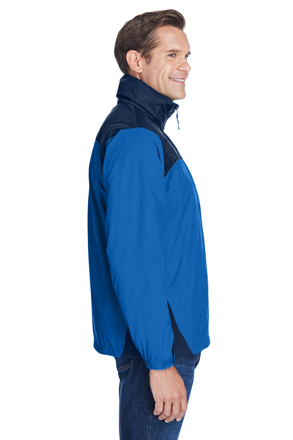 Columbia 2015 Mens Glennaker Lake Waterproof Full Zip Hooded Rain Jacket Blue/Navy Blue Side