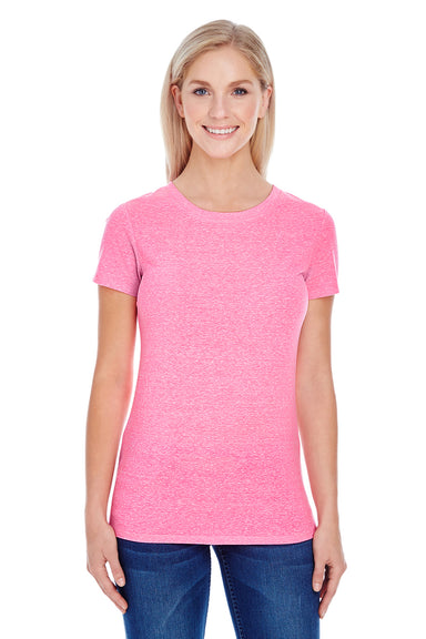Threadfast Apparel 202A Womens Short Sleeve Crewneck T-Shirt Neon Pink Front
