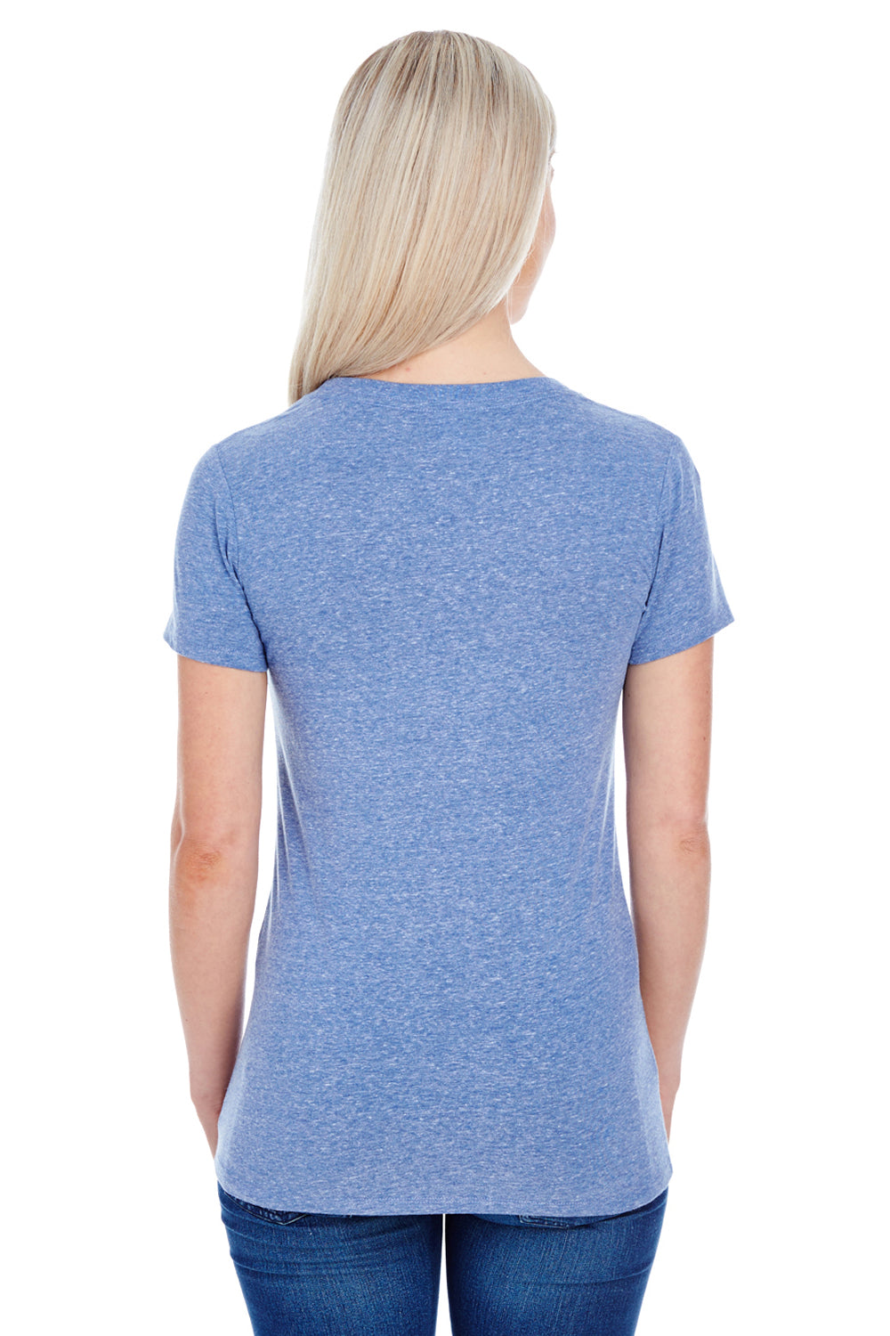 Threadfast Apparel 202A Womens Short Sleeve Crewneck T-Shirt Navy Blue Back