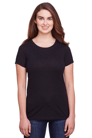 Threadfast Apparel 202A Womens Short Sleeve Crewneck T-Shirt Solid Black Front