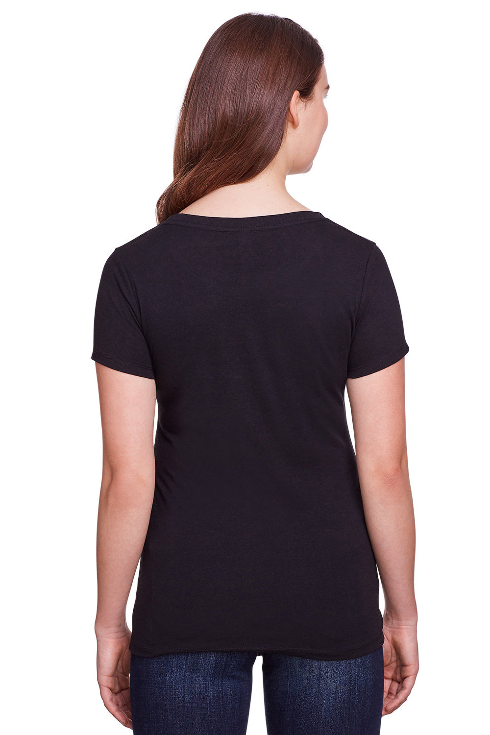 Threadfast Apparel 202A Womens Short Sleeve Crewneck T-Shirt Solid Black Back
