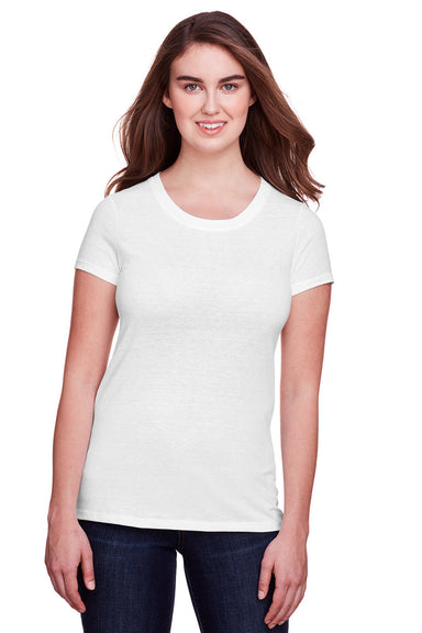 Threadfast Apparel 202A Womens Short Sleeve Crewneck T-Shirt Solid White Front