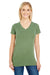 Threadfast Apparel 208B Womens Vintage Dye Short Sleeve V-Neck T-Shirt Grass Green Front