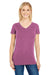 Threadfast Apparel 208B Womens Vintage Dye Short Sleeve V-Neck T-Shirt Wine Purple Front