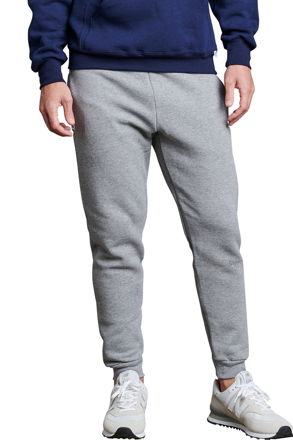 Russell Athletic 20JHBM Mens Dri-Power Jogger Sweatpants w/ Pockets Oxford Grey Front