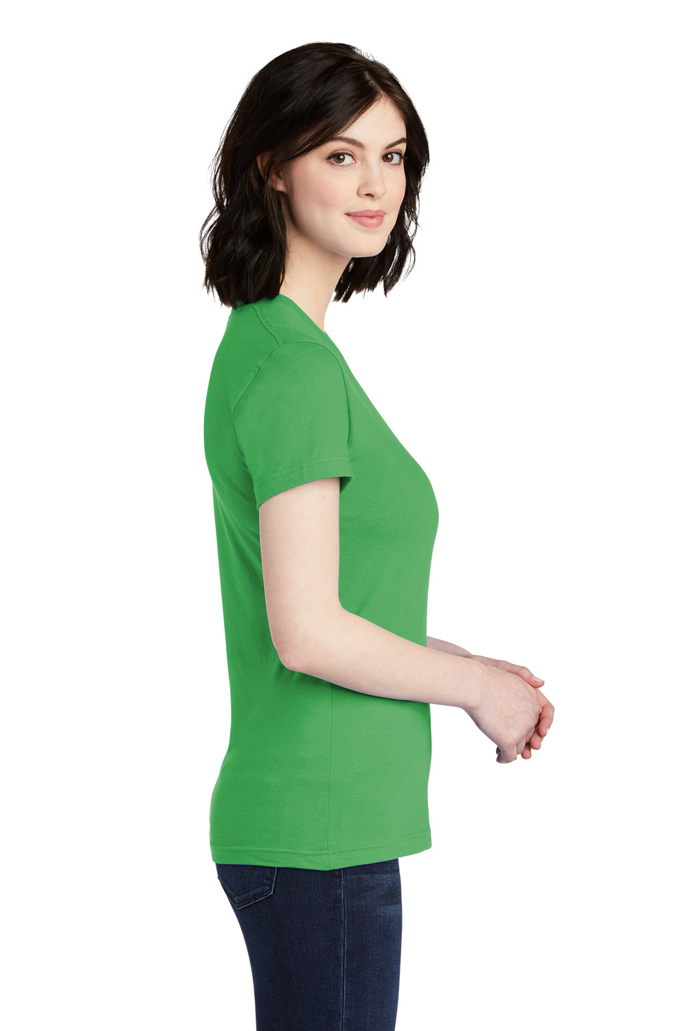 American Apparel 2102W Womens Fine Jersey Short Sleeve Crewneck T-Shirt Grass Green Side