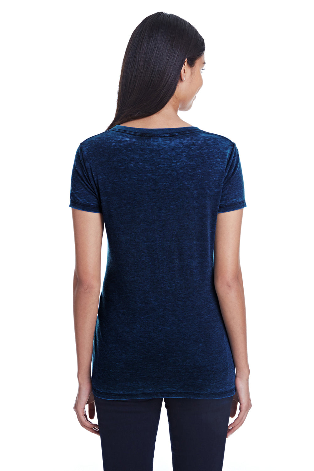 Threadfast Apparel 215B Womens Cross Dye Short Sleeve V-Neck T-Shirt Electric Blue Back