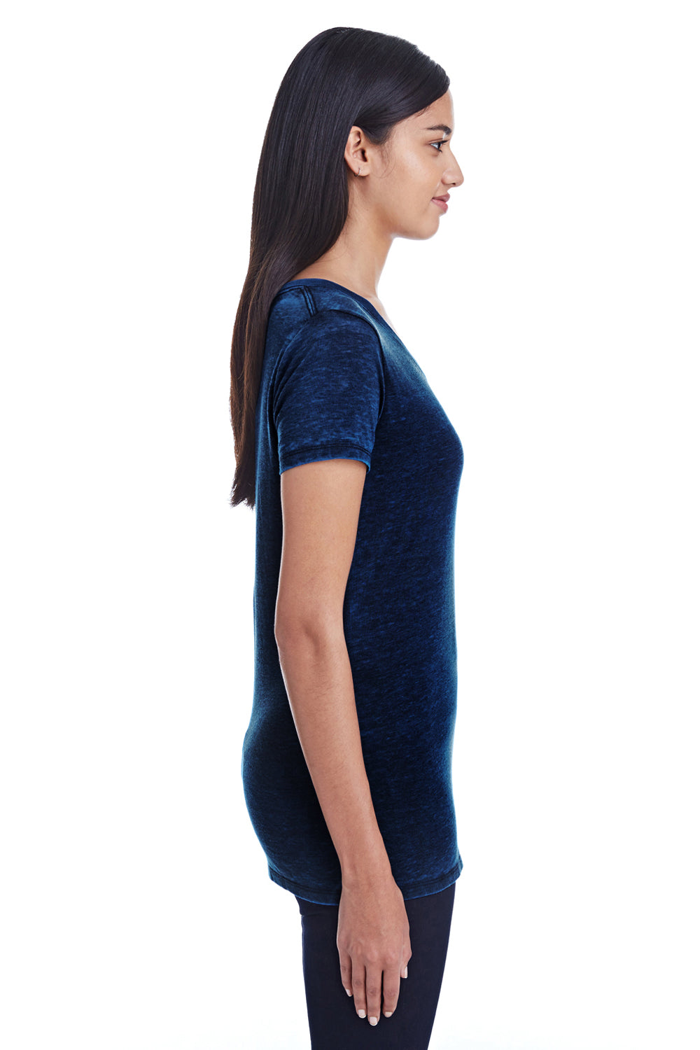 Threadfast Apparel 215B Womens Cross Dye Short Sleeve V-Neck T-Shirt Electric Blue Side