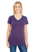 Threadfast Apparel 215B Womens Cross Dye Short Sleeve V-Neck T-Shirt Berry Purple Front