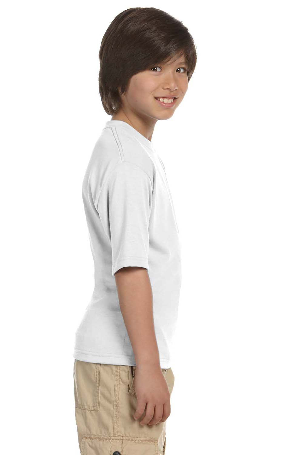 Jerzees 21B Youth Dri-Power Moisture Wicking Short Sleeve Crewneck T-Shirt White Side
