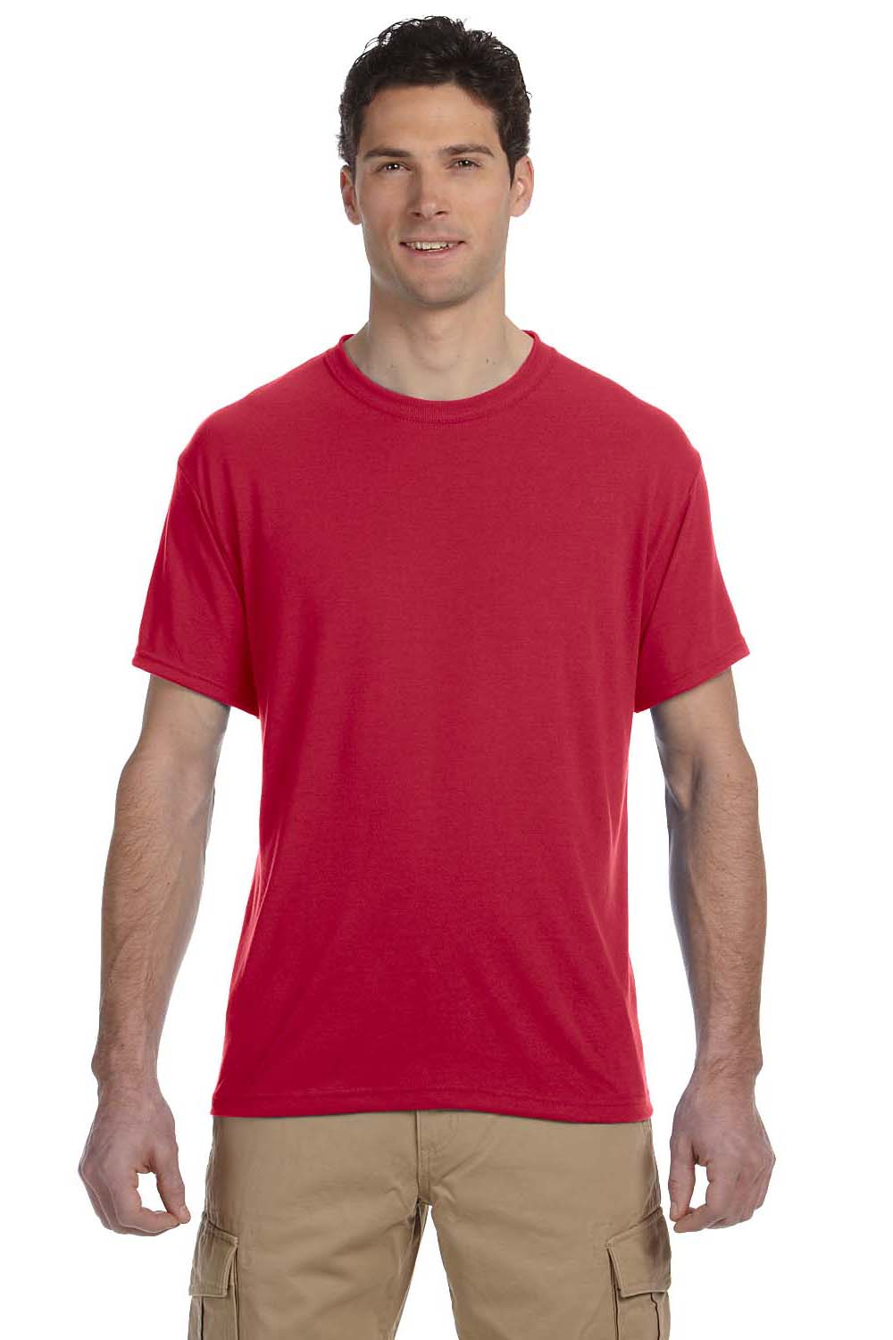 Jerzees 21M Mens Dri-Power Moisture Wicking Short Sleeve Crewneck T-Shirt Red Front