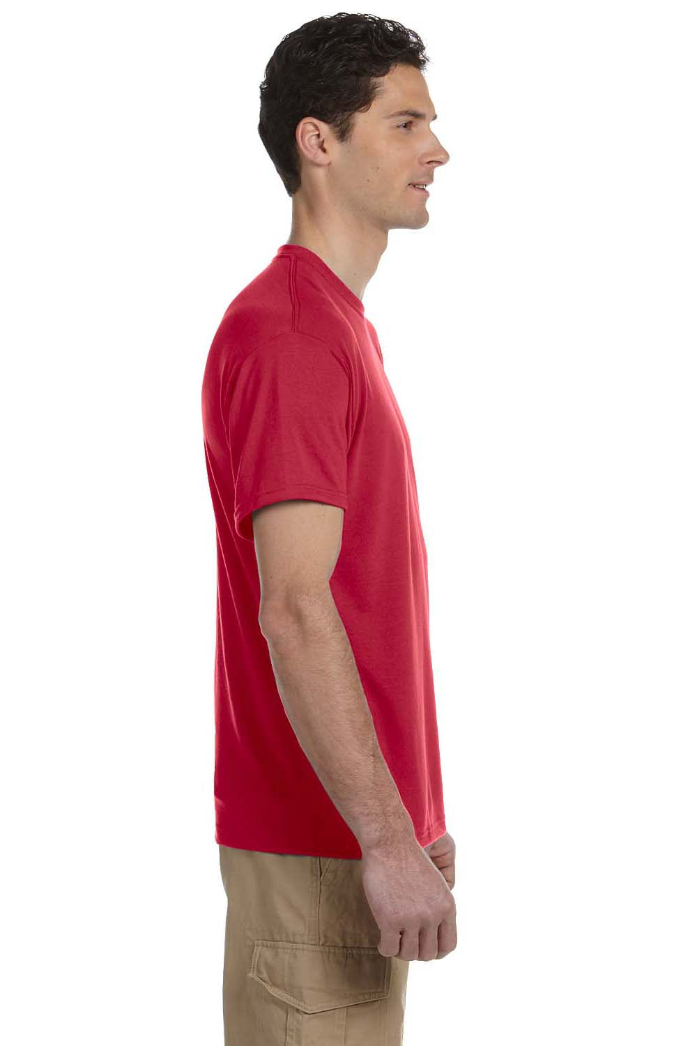 Jerzees 21M Mens Dri-Power Moisture Wicking Short Sleeve Crewneck T-Shirt Red Side