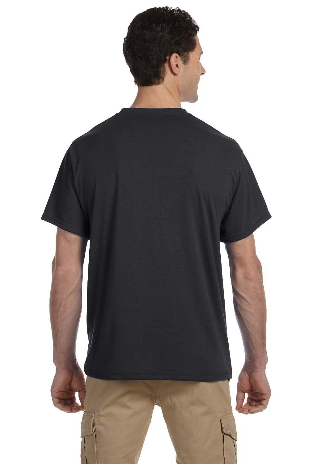Jerzees 21M Mens Dri-Power Moisture Wicking Short Sleeve Crewneck T-Shirt Charcoal Grey Back