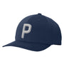 Puma Mens Moisture Wicking P Snapback Hat - Navy Blue - NEW