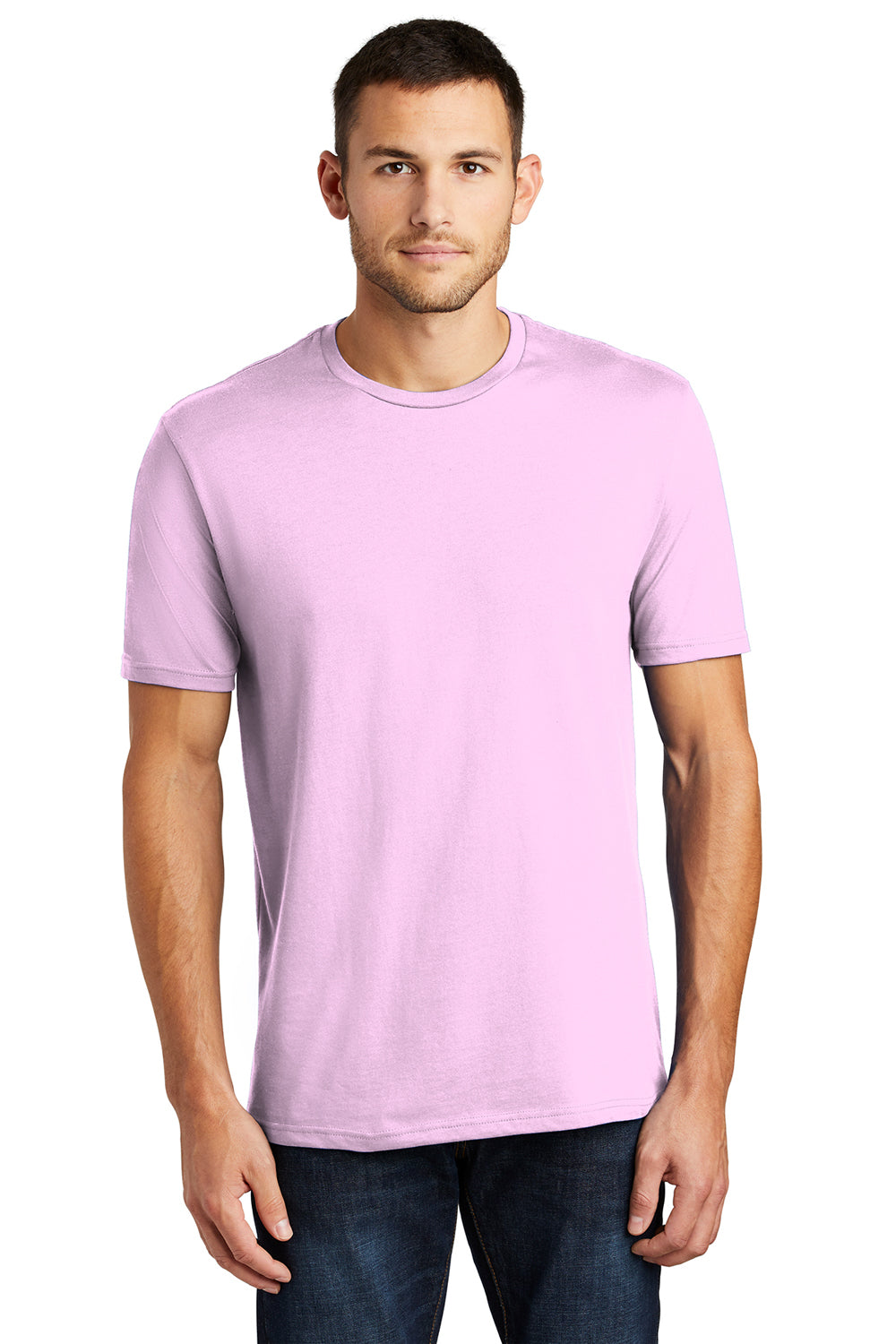 District DT104 Mens Perfect Weight Short Sleeve Crewneck T-Shirt Soft Purple Front