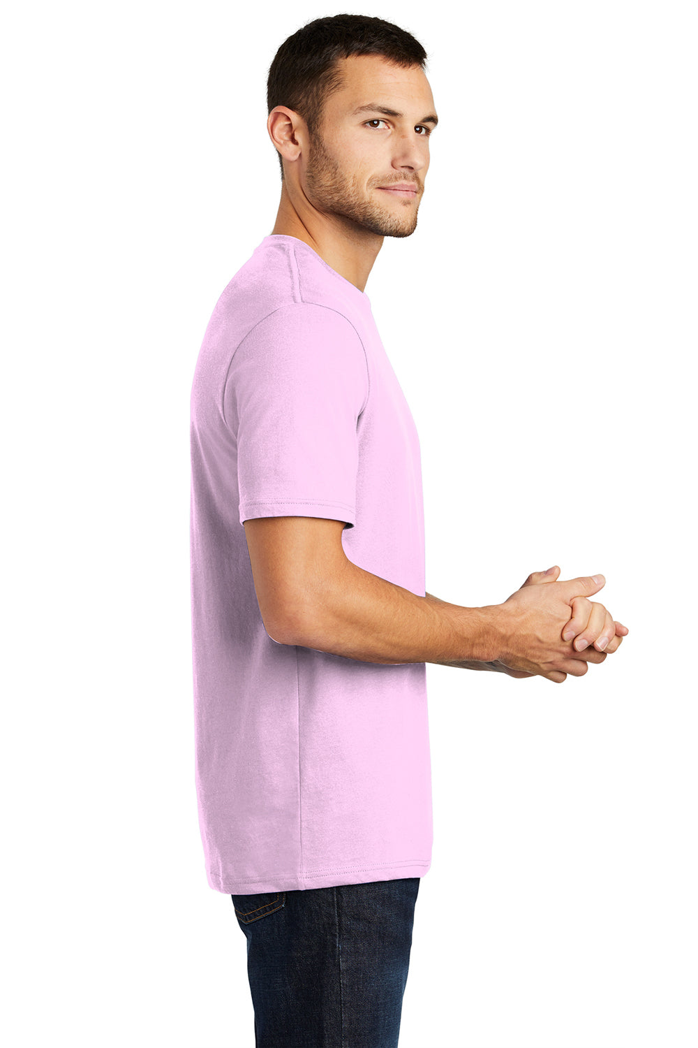 District DT104 Mens Perfect Weight Short Sleeve Crewneck T-Shirt Soft Purple Side