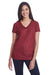 Threadfast Apparel 240RV Womens Liquid Jersey Short Sleeve V-Neck T-Shirt Cardinal Red Front