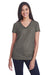 Threadfast Apparel 240RV Womens Liquid Jersey Short Sleeve V-Neck T-Shirt Coal Grey Front