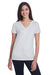 Threadfast Apparel 240RV Womens Liquid Jersey Short Sleeve V-Neck T-Shirt Silver Grey Front